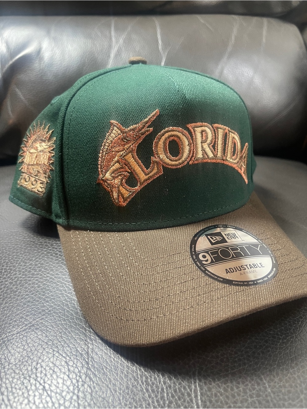 New Era Florida Marlin Snapback Hat - Green & Brown